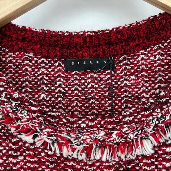 Sisley NWT Red Black‎ Tweed Fringe Dress Valentines Day - Picture 5 of 12